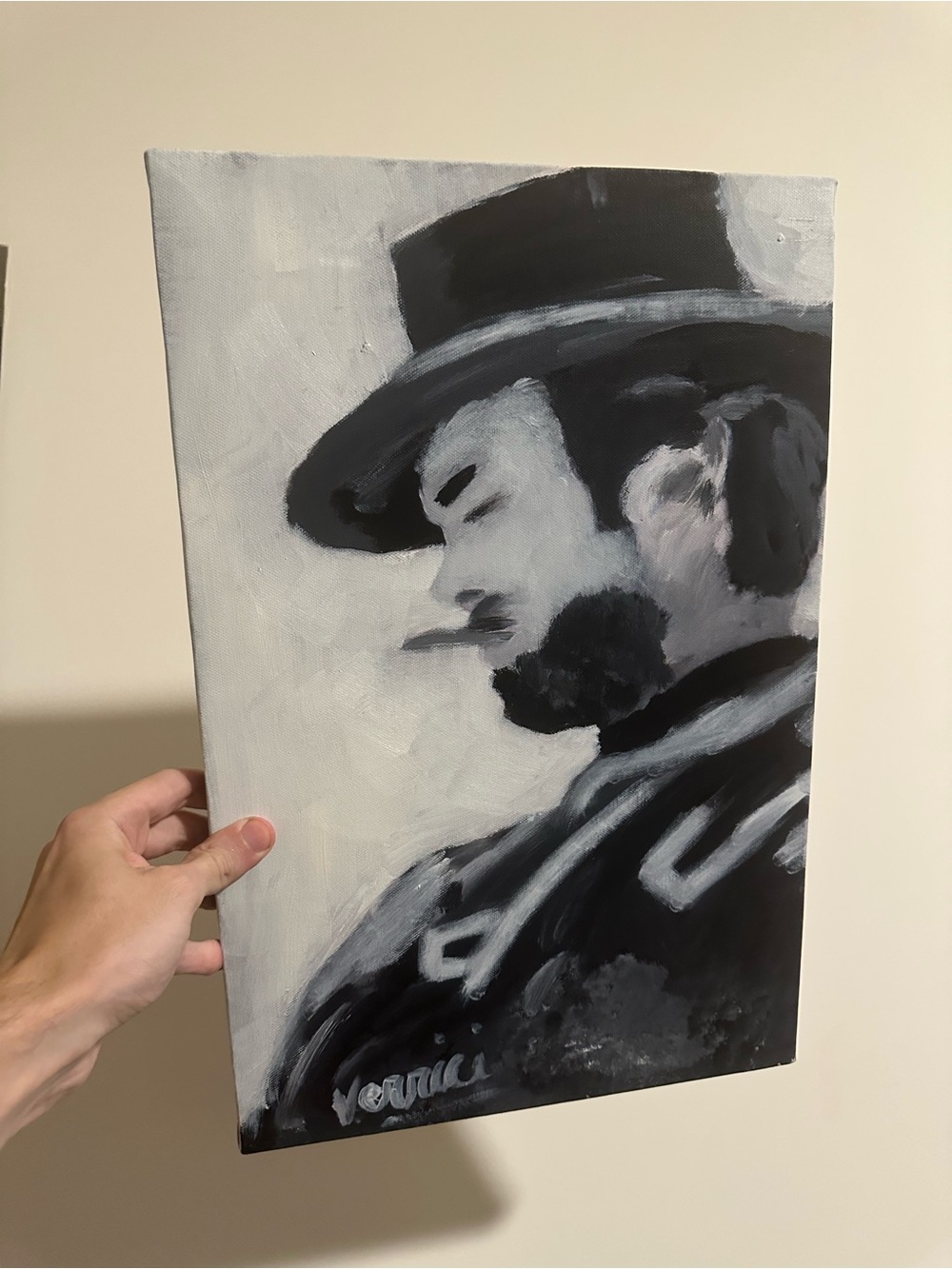 Clint Eastwood original painting Western Silhouette Canvas Art 18x12